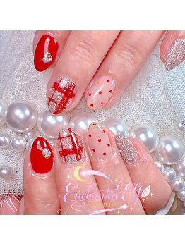 ネイルエルフ(Nail Aelf)/赤チェックネイル