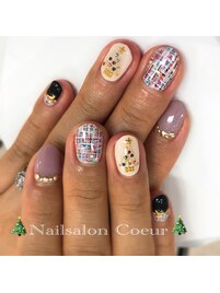 クリスマスネイル ツイード柄
