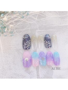 オーブ(AUBE)/花火、夏ネイル