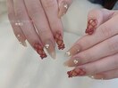 【リボンチェックネイル】