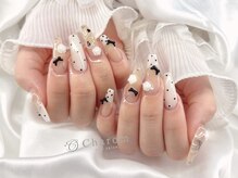 チャロム(Charom)/ドット×黒リボンネイル