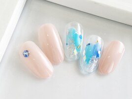 クリアアート×ピンクネイル