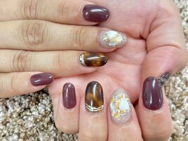 ○秋新作☆べっ甲ネイル