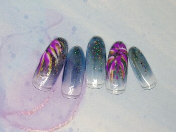 ネイルライフ(NailLife)/8月花火夜空ネイル
