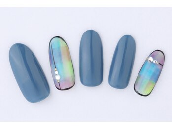 エムスラッシュ ネイル たまプラーザ(M.SLASH)/ブルーチェックネイル