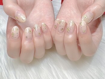 ヒールネイル(heal nail)/beige×glitter罰金箔