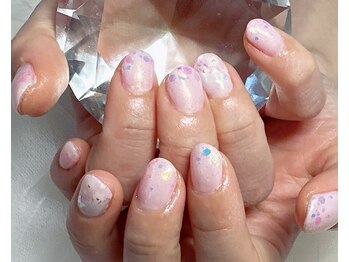 手書きアート/ピンクネイル