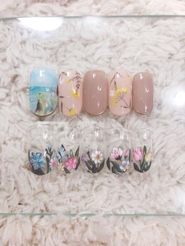 レインボーネイルズ(Rainbow nails)/手描き