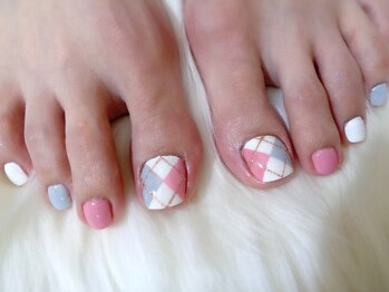 アミュリー ネイル アトリエ(Amury nail atelier)/チェック くすみカラー アシメ