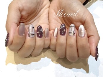 アクイユ 銀座店(ACCUEIL)/マグネットチェックネイル