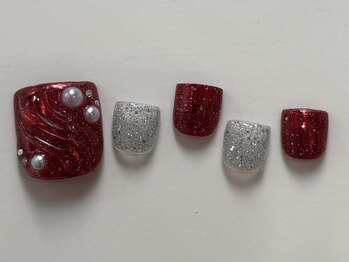 ネイルメゾン 天神店(NAIL MAISON)/赤パールラメうねうね¥7500