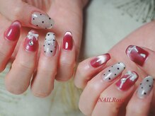 ネイルローズ(NAIL Rose)/ボルドー　ドット　レディリボン