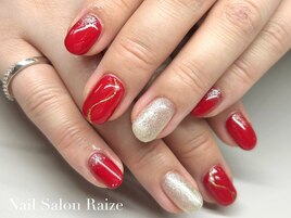 レッドネイル/和柄ネイル