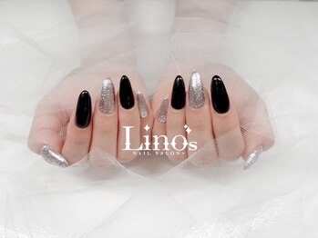 リノズネイルサロンプラス(Lino's Nail Salon +)/ブラック×シルバーネイル☆