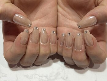 ヌーディー艶ミラーネイル