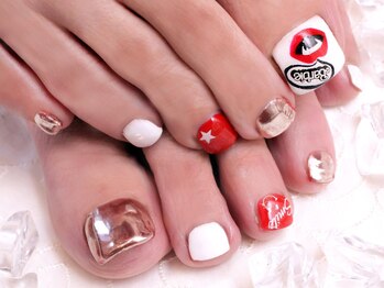 サムズネイル(SAM'S NAIL)/ミラーネイルでおしゃれフット☆