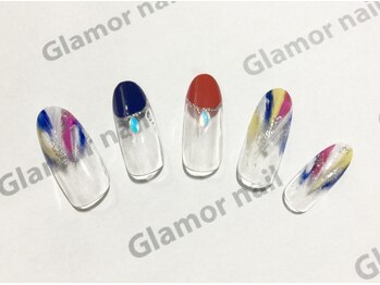 グラマーネイル(Glamor nail)/☆フレンチ×リーフホロ¥6800