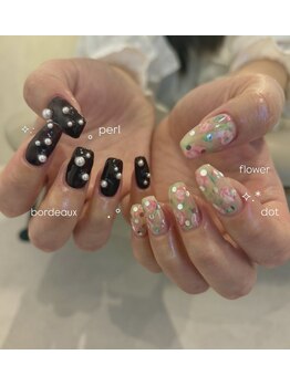 エヌーク バイ ブラウン(enurk by Brown)/花柄×パールデザインネイル★