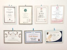 AJESTHE認定講師、AEA認定講師、国際ライセンス、アロマ他取得。