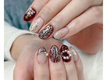 ネイルアンドアイラッシュスタジオ シュシュ(chouchou)/クリスマス・ツイードネイル