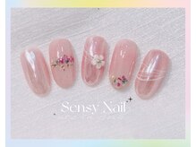 センシー ネイル スタジオ(Sensy Nail Studio)/押し花主役のさっぱりニュアンス