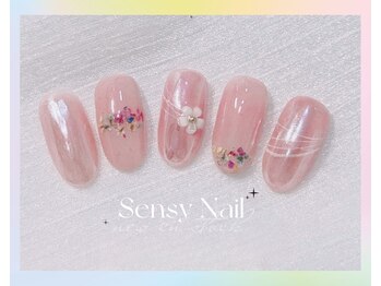 センシー ネイル スタジオ(Sensy Nail Studio)/押し花主役のさっぱりニュアンス