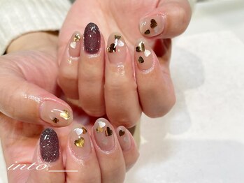 ネイルサロン イントゥ(into_)/大人 ハートホロ ブラウン