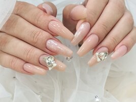 春ネイル／ハート／シンプルラメ