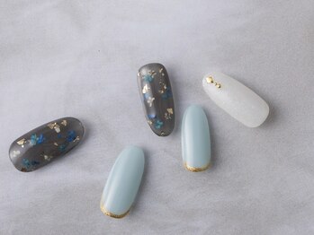 サンミーゴネイル 神戸店(Sunmego Nail)/押し花×金箔ニュアンスネイル