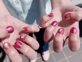 ラメ×マグネット×リボンパーツ