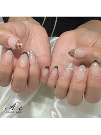 ブラウンフレンチ×チェック