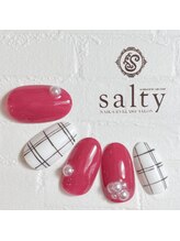 ネイルアンドアイラッシュサロン ソルティ 寺田町(salty)/チェックネイル