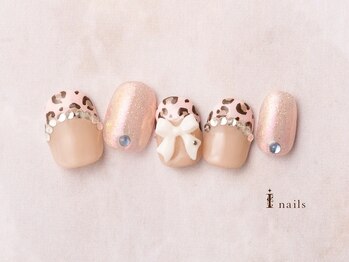 アイネイルズ 横浜EAST店(I-nails)/レオパードピンクフレンチネイル