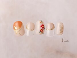 お花和装ネイル