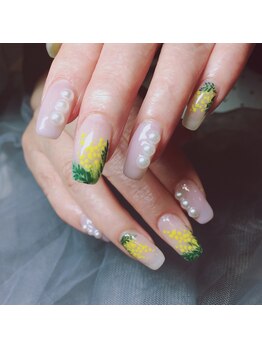 ネイルサロン リン(Lin)/春ミモザネイル　パラジェル