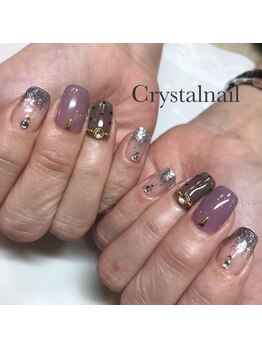 クリスタルネイル ボンベルタ橘店(CRYSTAL NAIL)/ドット×ラメグラデ