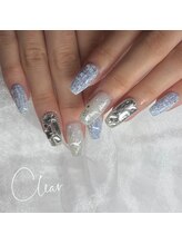 クリア(Clear)/ブルーツイードネイル