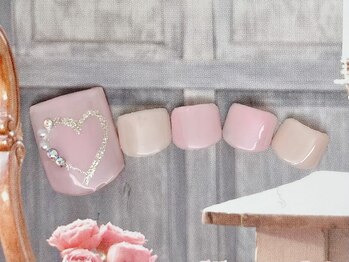 エムネイル(M Nail)/フット・ハート×ピンク