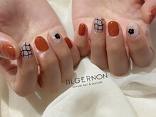 チェック×フラワー