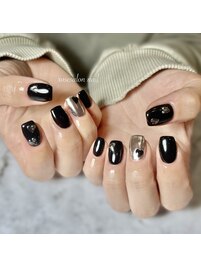 ブラックxミラーデザインネイル
