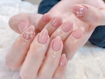 ラルネイル 大宮(Lull. nail)/#リボンネイル#ピンク#ワンホン