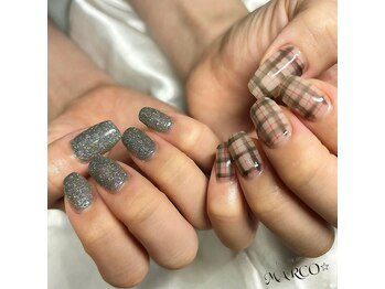ネイルサロン マルコ(nail salon MARCO)/アシメチェックネイル ¥7.250