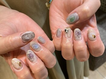 ネイルアルケー(Nail ARCHE)/水彩×天然石ニュアンス