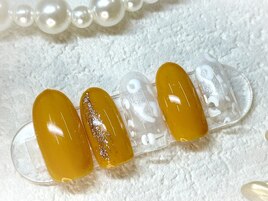 アースカラー×ヒョウ柄ネイル