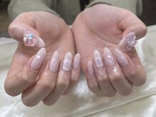 ピンクチェックネイル/担当赤木