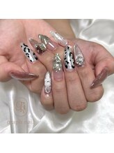 グラフネイル(graphnail)/ホワイトミラー　レオパード
