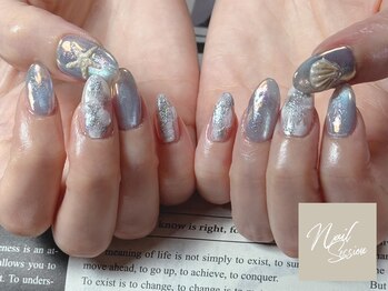 ネイルセッション(nail session)/海モチーフな涼しげネイル