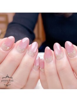 ピオニーネイル(peony nail)/11月新作　ローズレース