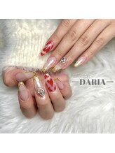 ダリア(Daria)/赤ハートとミラーネイル