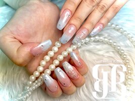 水色グラデーションネイル♪